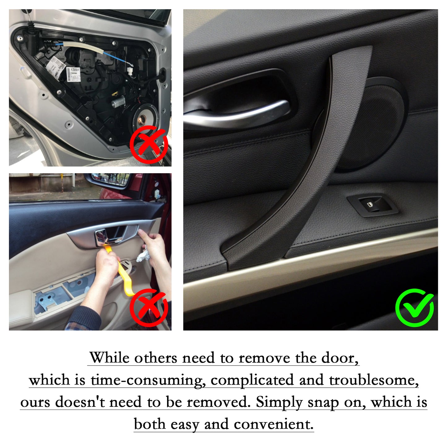Carbon Fiber ABS Inner Interior Door Panel Pull Handle Cover for BMW E90 325i 328i 335i 330i 2006 2007 2008 2009 2010 2011
