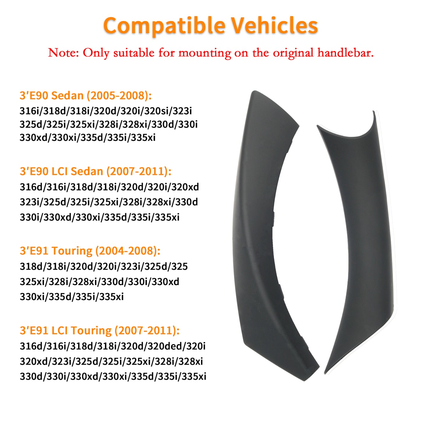 Carbon Fiber ABS Inner Interior Door Panel Pull Handle Cover for BMW E90 325i 328i 335i 330i 2006 2007 2008 2009 2010 2011