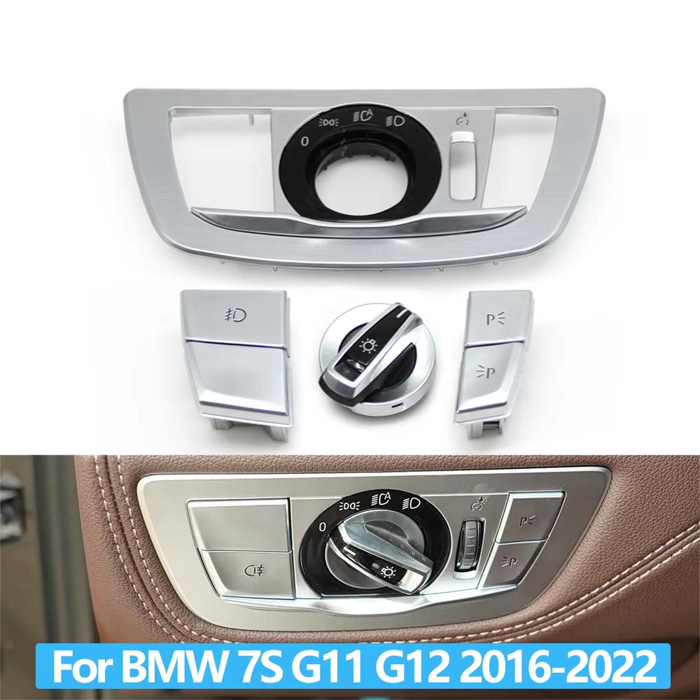 Car Front Dash HeadLamp Rotary Foglight Button Headlight Switch Cover Panel For BMW 7 Series G11 G12 2016-2022