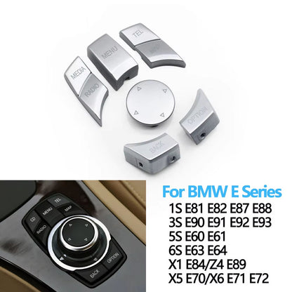 Silvery Car CIC IDrive Multi-Media Knob Menu Button Cover For BMW 1 3 5 X1 X5 X6 Series E87 E90 E91 E92 E60 E84 E70 E71 E72