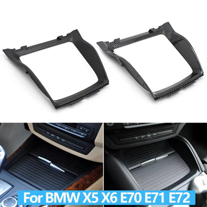 Car Front Center Console Panel Bezel Water Cup Holder Decorative Trim Cover For BMW X5 X6 E70 E71 E72 51166956756 51169129401