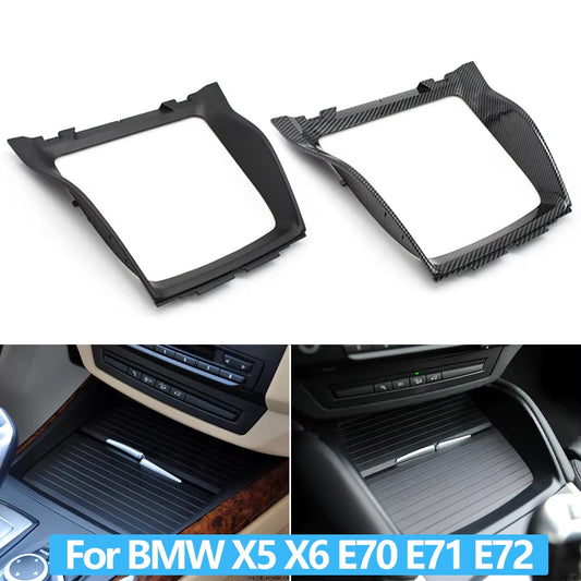 Car Front Center Console Panel Bezel Water Cup Holder Decorative Trim Cover For BMW X5 X6 E70 E71 E72 51166956756 51169129401