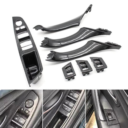 LHD RHD Interior Door Carbon Fiber Pull Handle Window Switch Panel Set for BMW 5 Series F10 F11 F18 520i 523i 525i 528i 535i