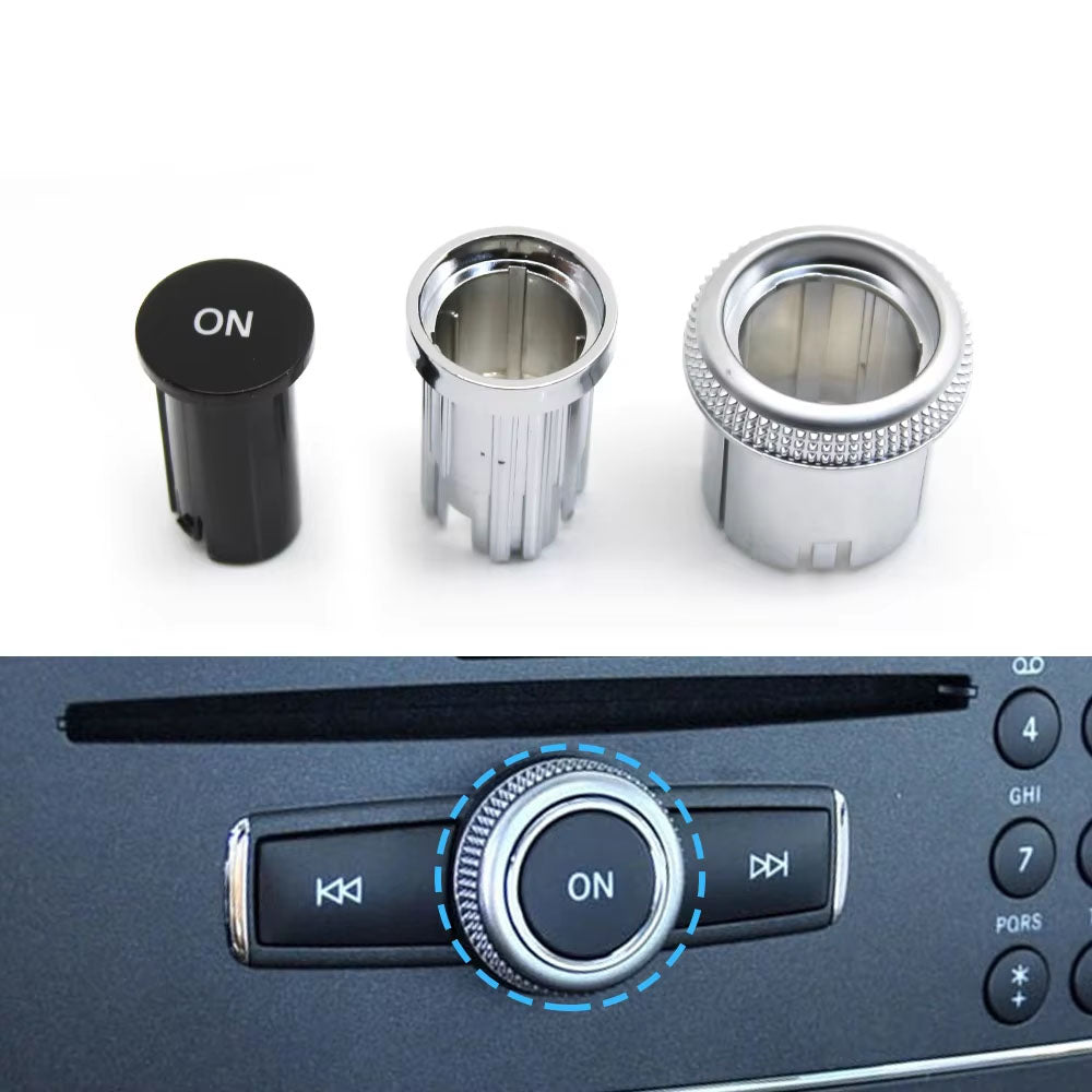 3PCS Car Console Radio CD Player Buttons ON Switch Cap Knob Cover For Benz A C E GLK GLA ML GL CLS W176 W246 W156 W204 W166 W218