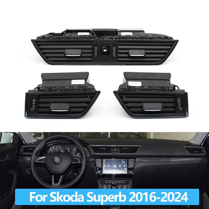 Car Front Dashboard Chrome Air Vent AC Vent Grille Assembly For Skoda Superb III 2016 2017 2018 2019 2020 2021 2022 2023 2024