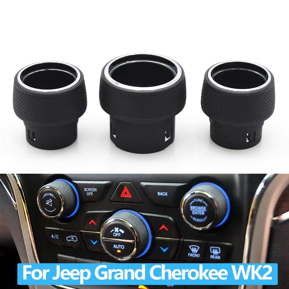 1/2PCS Car Front Dashboard AC Heater Climate Control Switch Button Radio Volume Knob Cover For Jeep Grand Cherokee WK2 2014-2021