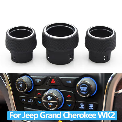 1/2PCS Car Front Dashboard AC Heater Climate Control Switch Button Radio Volume Knob Cover For Jeep Grand Cherokee WK2 2014-2021