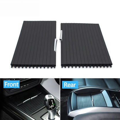 Car Front Rear Center Console Drink Cup Holder Cover Trim Zipper Rolling Curtain For BMW X5 X6 E70 E71 E72 2007-2014
