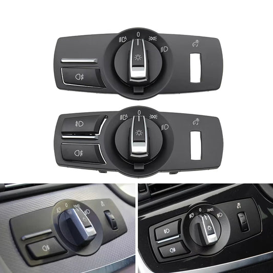 LHD RHD Headlight Lamp Rotary Button Foglight Switch Cover Panel Trim For BMW 5 5GT 6 7 X3 X4 Series F10 F11 F07 F06 F01 F25 F26