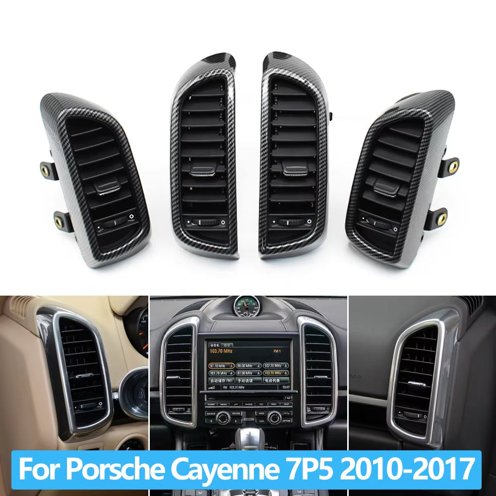 Carbon Fiber Car Front Left Right Rear Air Conditioning AC Vent Grille Complete Assembly For Porsche Cayenne 7P5 2010-2017