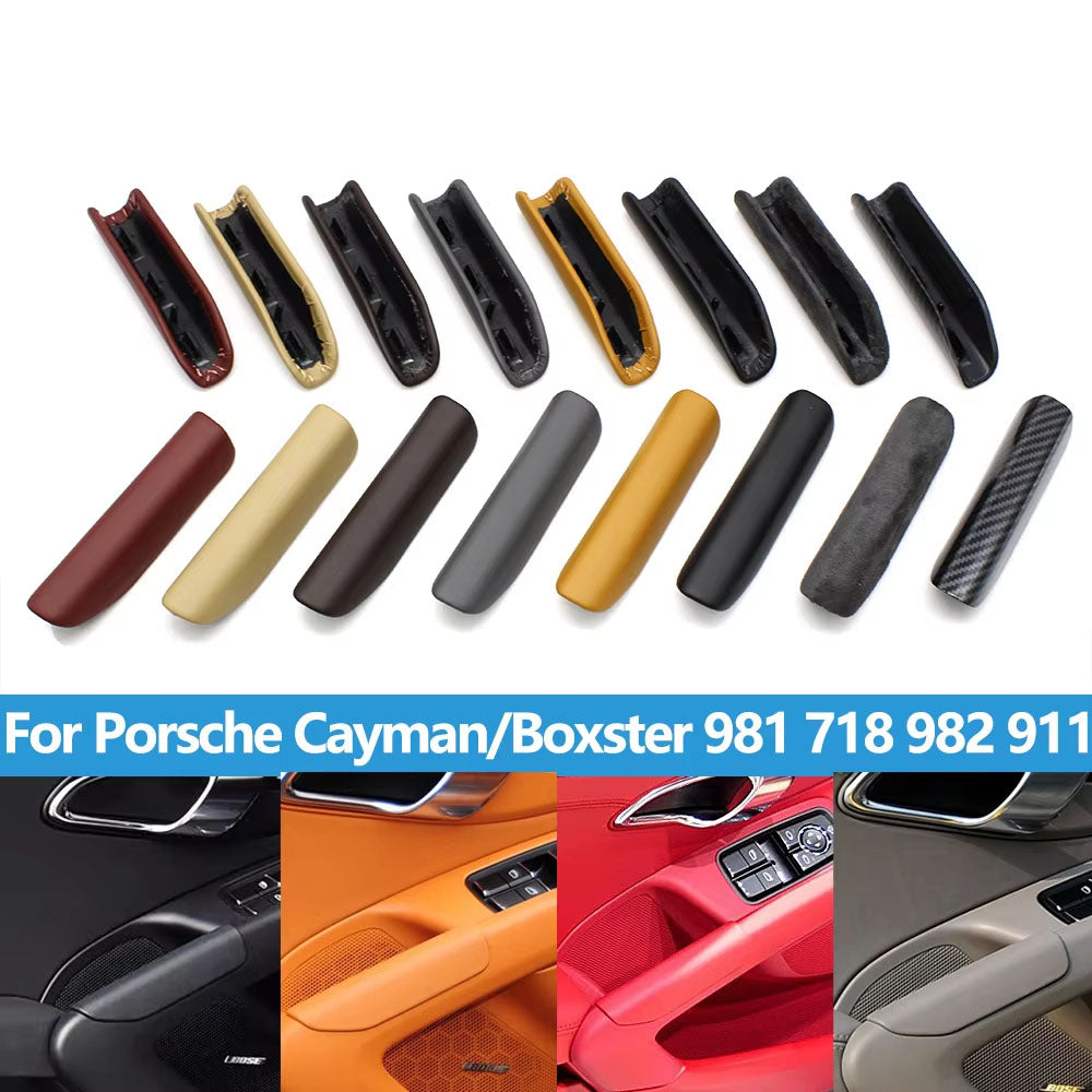 Left Right Interior Door Pull Handle Leather Outer Cover Trim For Porsche Cayman/Boxster 981 718 982 911 991