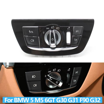 6PCS Set Car HeadLamp Rotary Foglight Button Headlight Switch Cover Panel For BMW 5 6GT Series G30 G31 M5 F90 G32 2017-2022