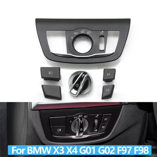 Car Front HeadLamp Rotary Foglight Button Headlight Switch Cover Panel For BMW X3 X4 G01 G02 X3M X4M F97 F98