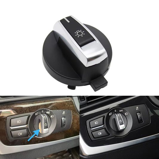 Black Headlight Lamp Switch Rotary Knob Button Cap For BMW 5 5GT 6 7 X3 X4 Series F10 F11 F07 F06 F01 F25 F26 61316803965