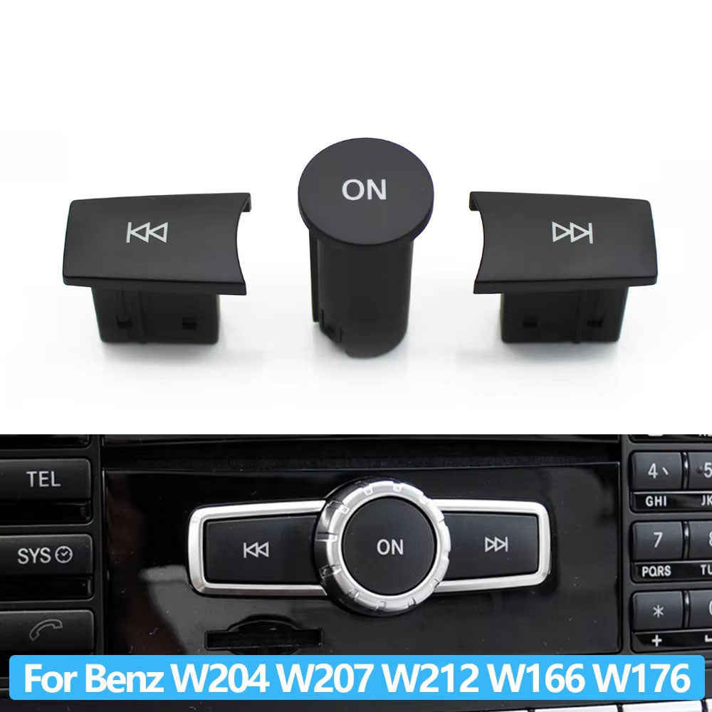 3PCS Car Front Dashboard Radio CD Player Button Knob Cover Switch Cap For Benz A C E GLK ML GL CLS W176 W246 W156 W204 W166 W218