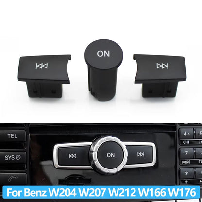 3PCS Car Front Dashboard Radio CD Player Button Knob Cover Switch Cap For Benz A C E GLK ML GL CLS W176 W246 W156 W204 W166 W218