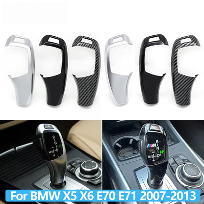 LHD RHD Car Gear Shift Knob Trim Cover Auto P Parking Button Cap For BMW X5 X6 E70 E71 E72 2007-2013 61319116587