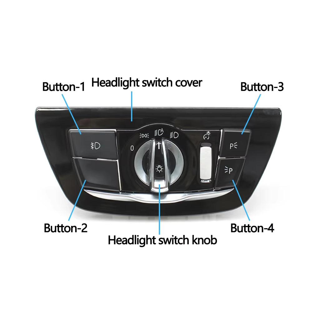 6PCS Set Car HeadLamp Rotary Foglight Button Headlight Switch Cover Panel For BMW 5 6GT Series G30 G31 M5 F90 G32 2017-2022