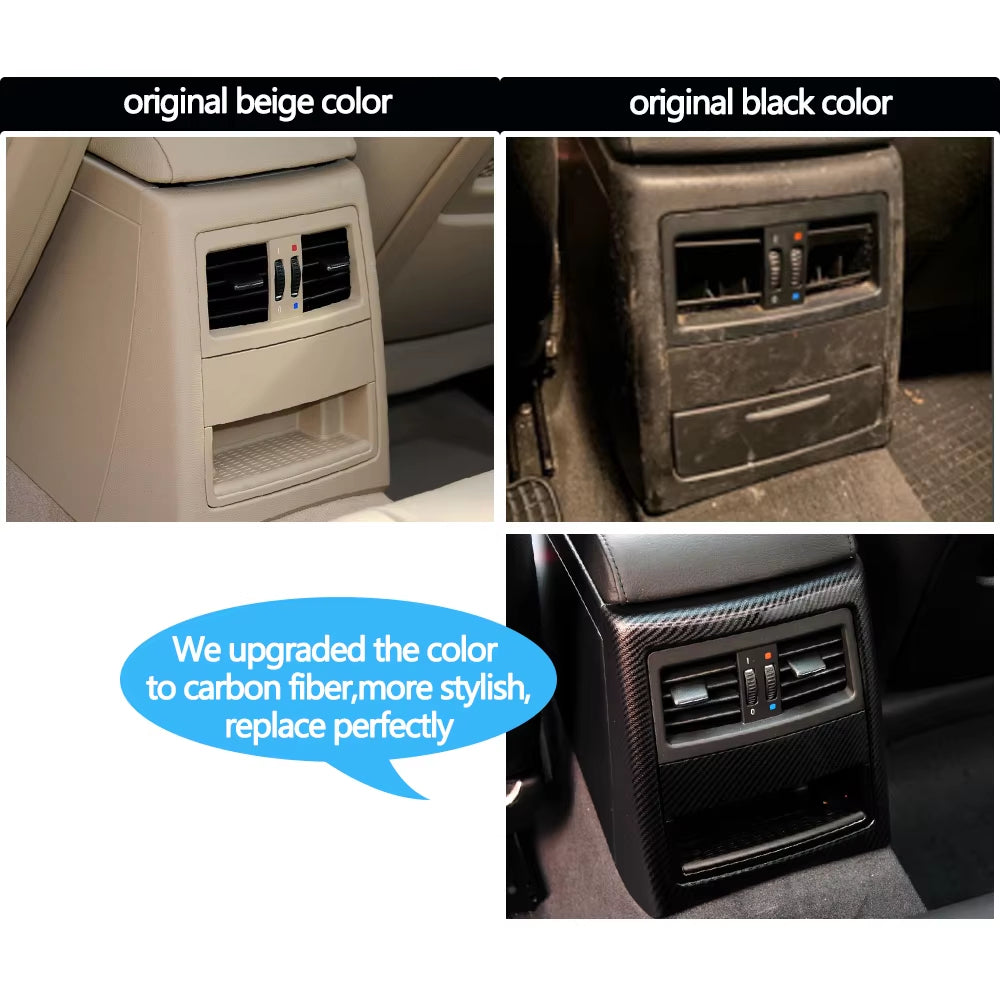 Carbon Fiber Car Rear Air Conditioner AC Vent Outer Frame Ashtray Cover Trim Replacement For BMW 3 Series E90 E91