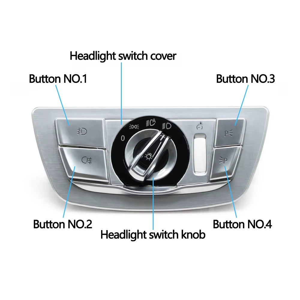 Car Front Dash HeadLamp Rotary Foglight Button Headlight Switch Cover Panel For BMW 7 Series G11 G12 2016-2022