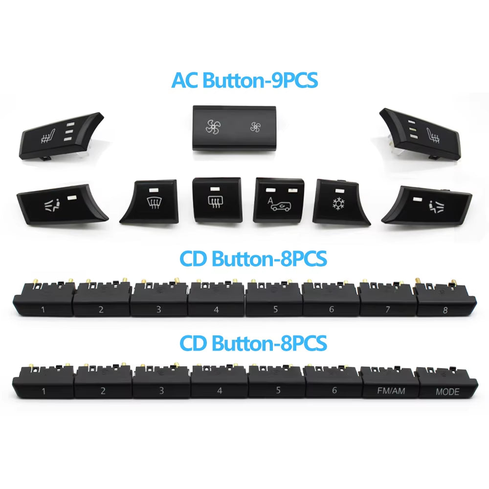 8/9PCS Car Air Conditioning AC Button Multimedia CD Player Switch Digital Control Buttons For BMW X5 X6 E70 E71 E72 2007-2013
