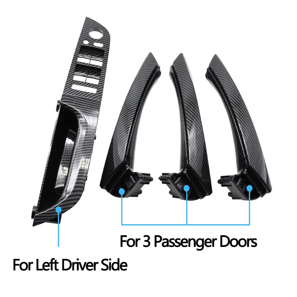 LHD Left Hand Driver Carbon Fiber Interior Door Pull Handle Armrest Panel Full Set For BMW 3 Series E90 E91 316 318 320 325 328