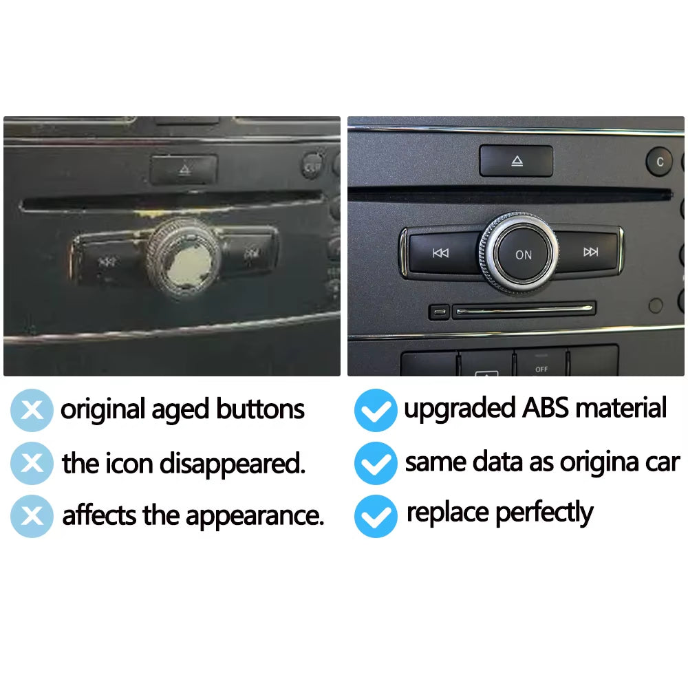 3PCS Car Front Dashboard Radio CD Player Button Knob Cover Switch Cap For Benz A C E GLK ML GL CLS W176 W246 W156 W204 W166 W218
