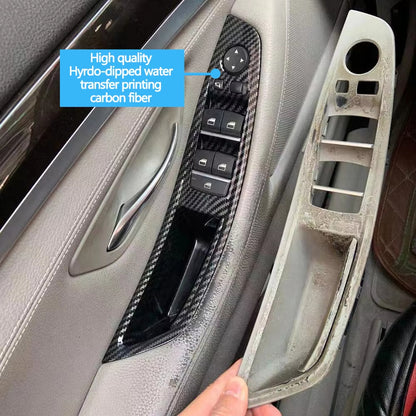 LHD RHD Interior Door Carbon Fiber Pull Handle Window Switch Panel Set for BMW 5 Series F10 F11 F18 520i 523i 525i 528i 535i
