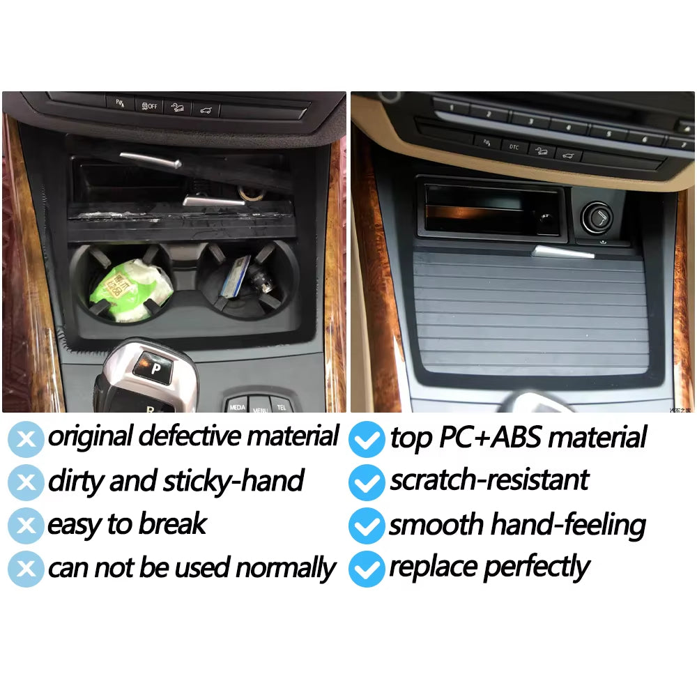 Car Front Center Console Panel Bezel Water Cup Holder Decorative Trim Cover For BMW X5 X6 E70 E71 E72 51166956756 51169129401