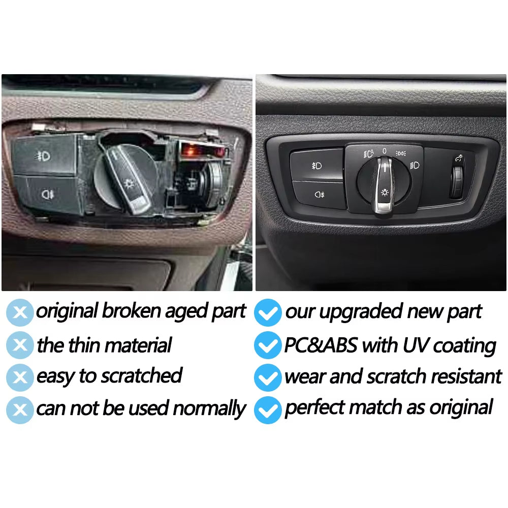 Car Front HeadLamp Rotary Foglight Button Headlight Switch Cover Panel For BMW 1 2 Series F20 F21 F22 F23 X1 F48 F49 X2 F39