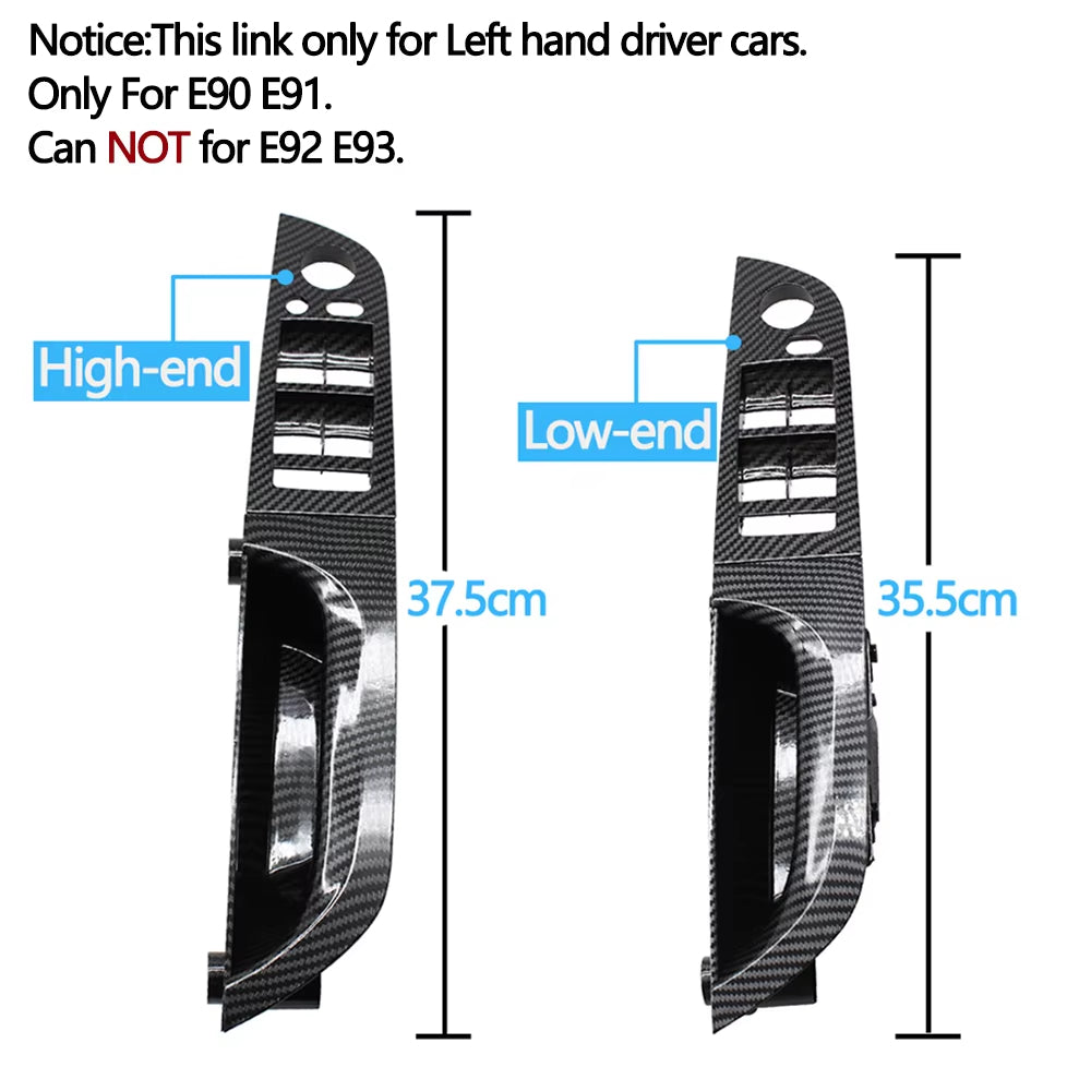LHD Left Hand Driver Carbon Fiber Interior Door Pull Handle Armrest Panel Full Set For BMW 3 Series E90 E91 316 318 320 325 328