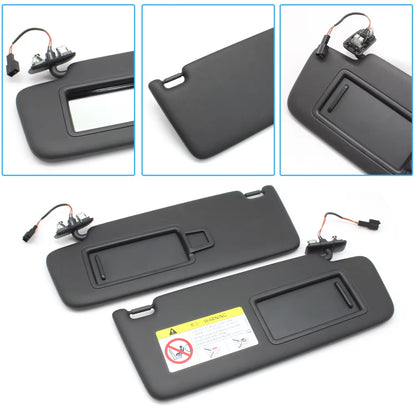 LHD Black Car Left Right Sun Shade Visor Panel Makeup Cosmetic Mirror Cover For Porsche Macan 2014-2024 95B857551 95B857552