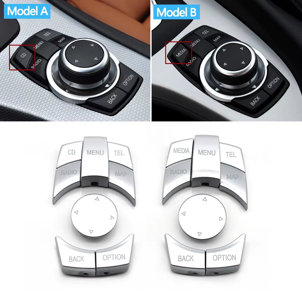Silvery Car CIC IDrive Multi-Media Knob Menu Button Cover For BMW 1 3 5 X1 X5 X6 Series E87 E90 E91 E92 E60 E84 E70 E71 E72