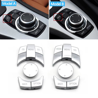 Silvery Car CIC IDrive Multi-Media Knob Menu Button Cover For BMW 1 3 5 X1 X5 X6 Series E87 E90 E91 E92 E60 E84 E70 E71 E72