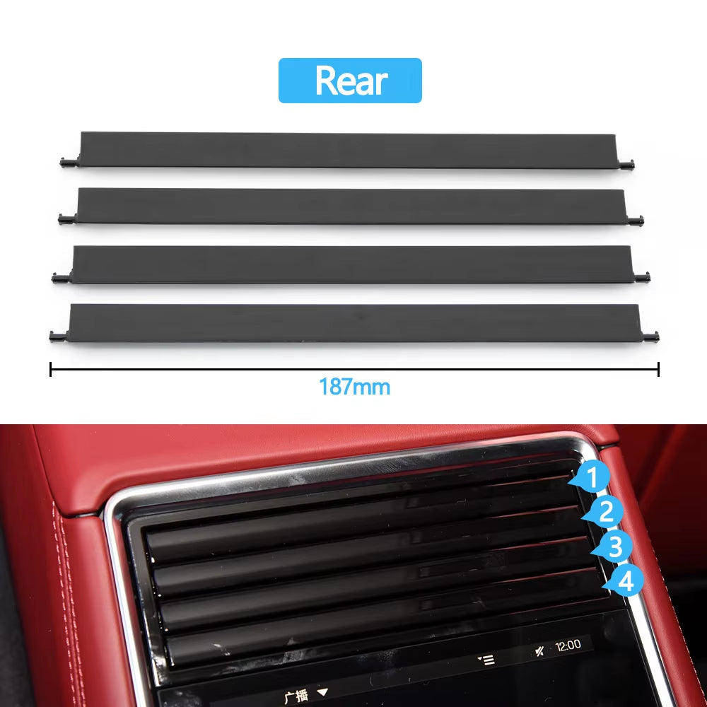 3/4PCS Car Dashboard Gloss Black Middle Rear AC Vent Adjustment Paddle Air Vent Repair Strip For Porsche Panamera 971 2017-2022