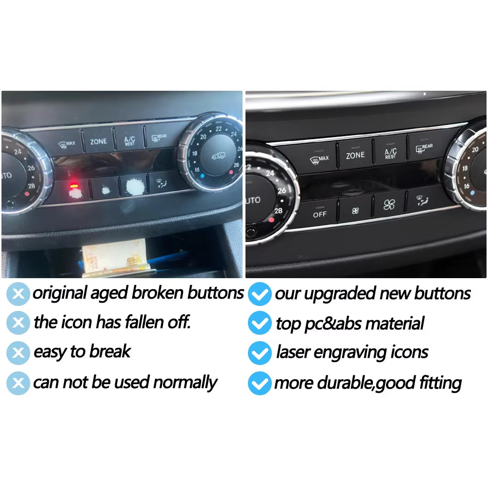 Front Console AC Heater Climate Control Switch Button Covers Replacement For Mercedes BENZ C GLK Class W204 X204 C300 C350 C63