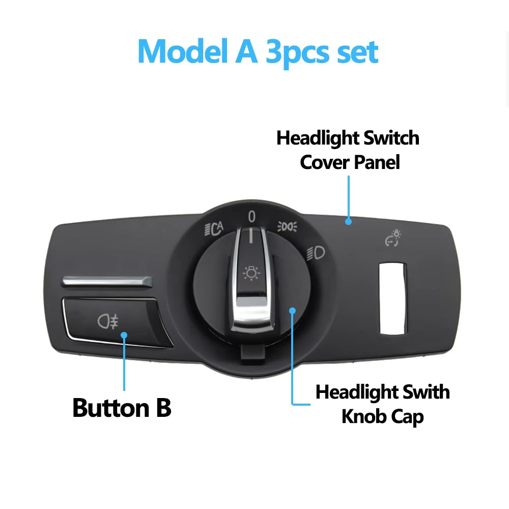 LHD RHD Headlight Lamp Rotary Button Foglight Switch Cover Panel Trim For BMW 5 5GT 6 7 X3 X4 Series F10 F11 F07 F06 F01 F25 F26