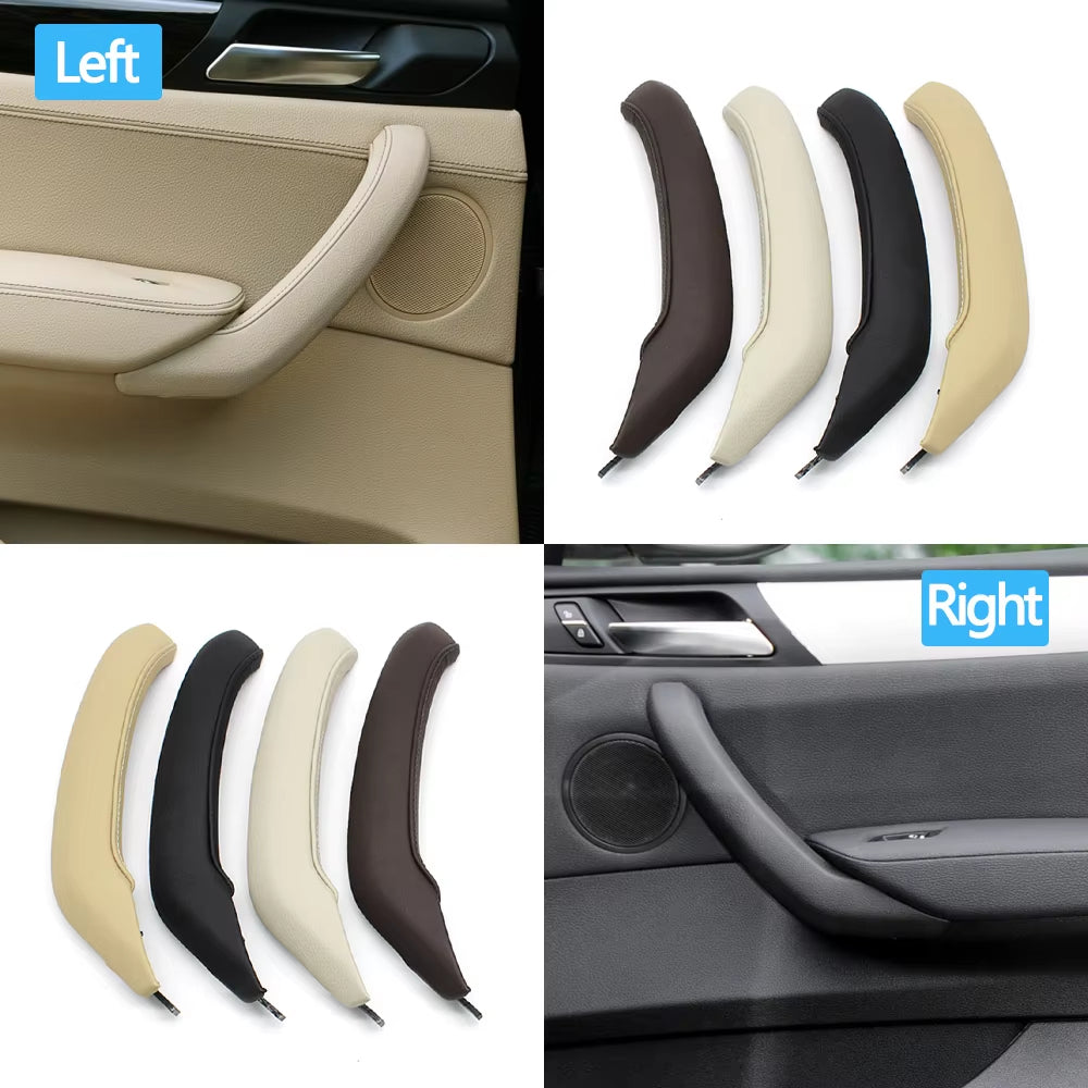 LHD RHD Car Interior Passenger Door Left Right Pull Handle Leather Outer Cover Trim Replacement For BMW X3 X4 F25 F26 2010-2016