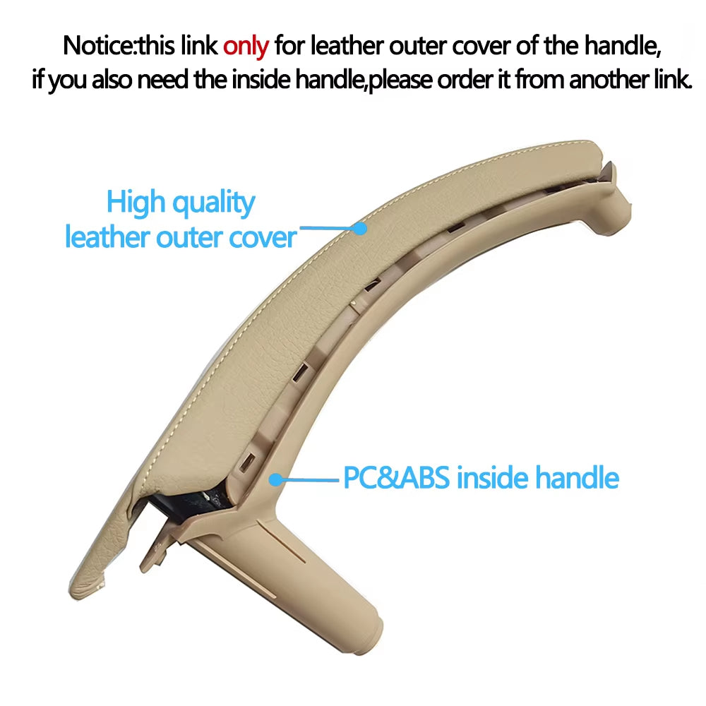 Left Right Interior Passenger Door Pull Handle Leather Outer Cover Replacement For BMW X5 X6 E70 E71 E72 2007-2014