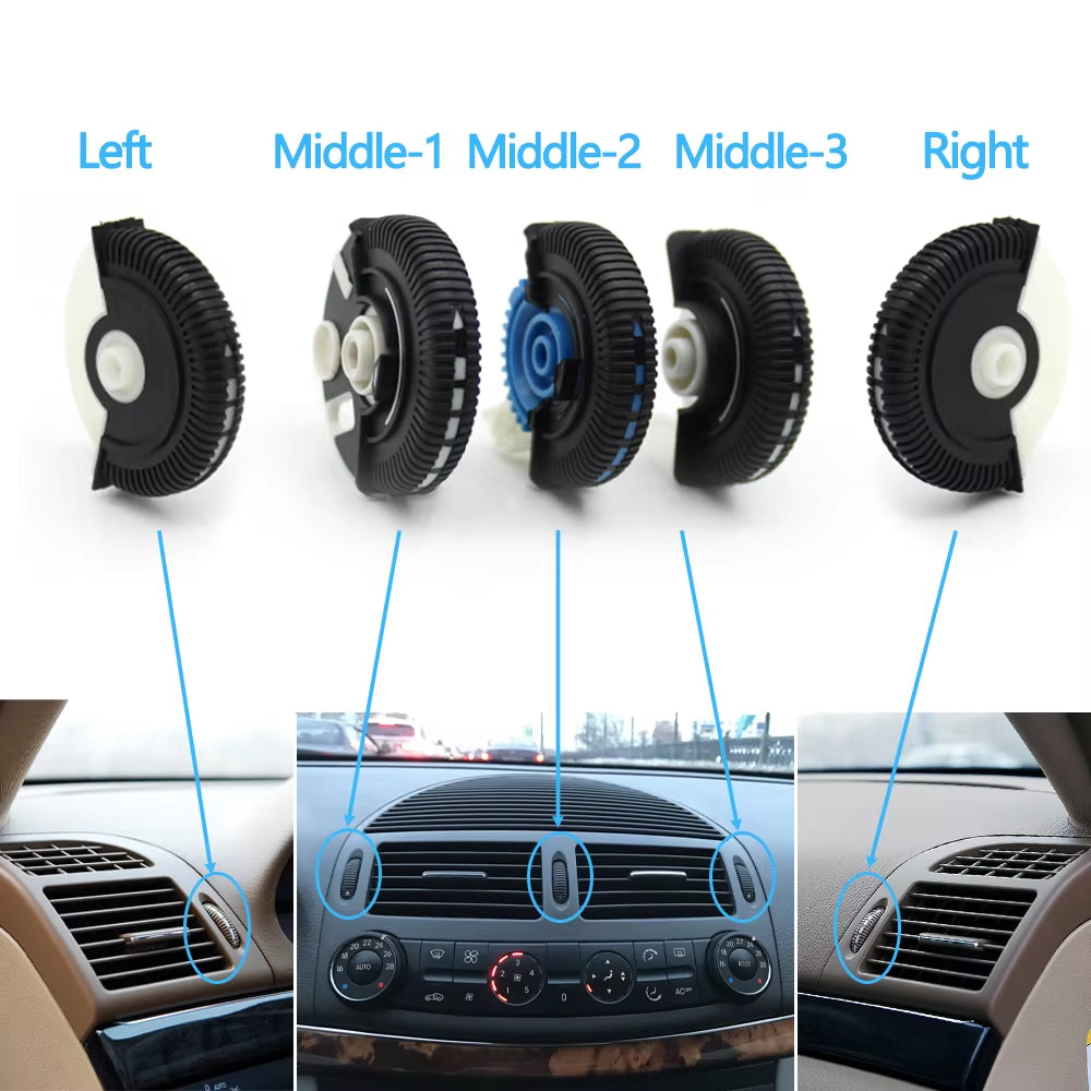 2/3PCS Front Rear Air Conditioning Control Roller AC Vent Base Rolling Wheel For Benz E Class W211 E200 E300 E230 E260 E280