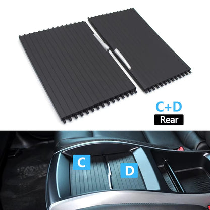 Car Front Rear Center Console Drink Cup Holder Cover Trim Zipper Rolling Curtain For BMW X5 X6 E70 E71 E72 2007-2014
