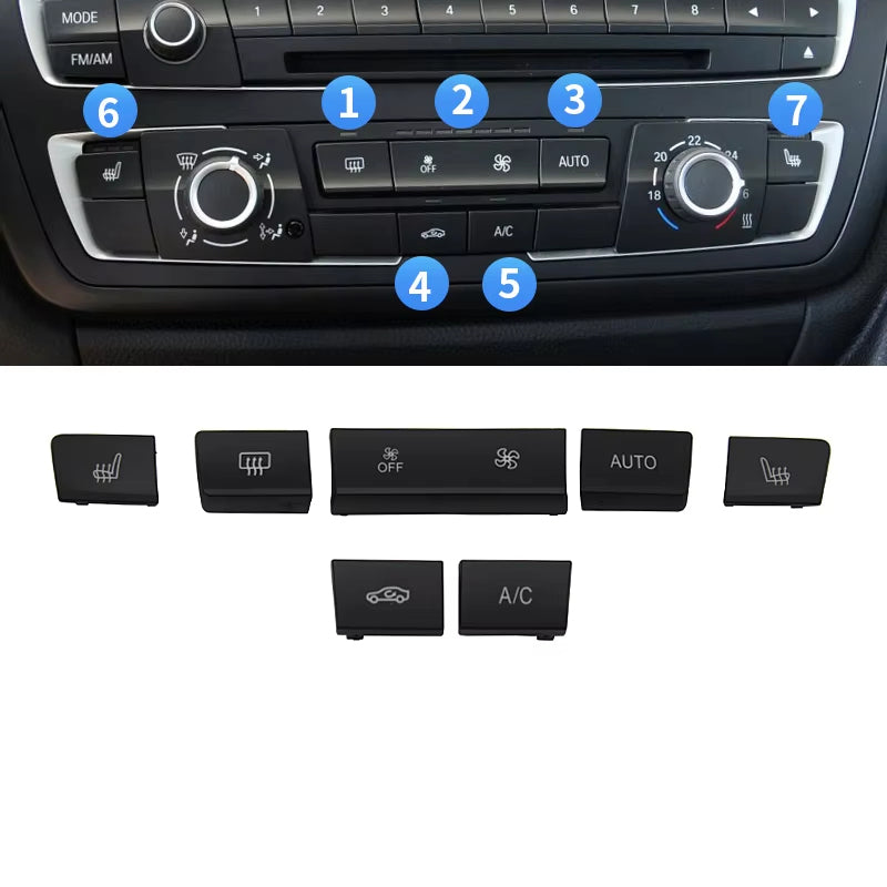 Dashboard Air Condition AC Button Key Cap Repair Kit For BMW 1 2 3 4 F Series F20 F30 F35 F45 F46 F80