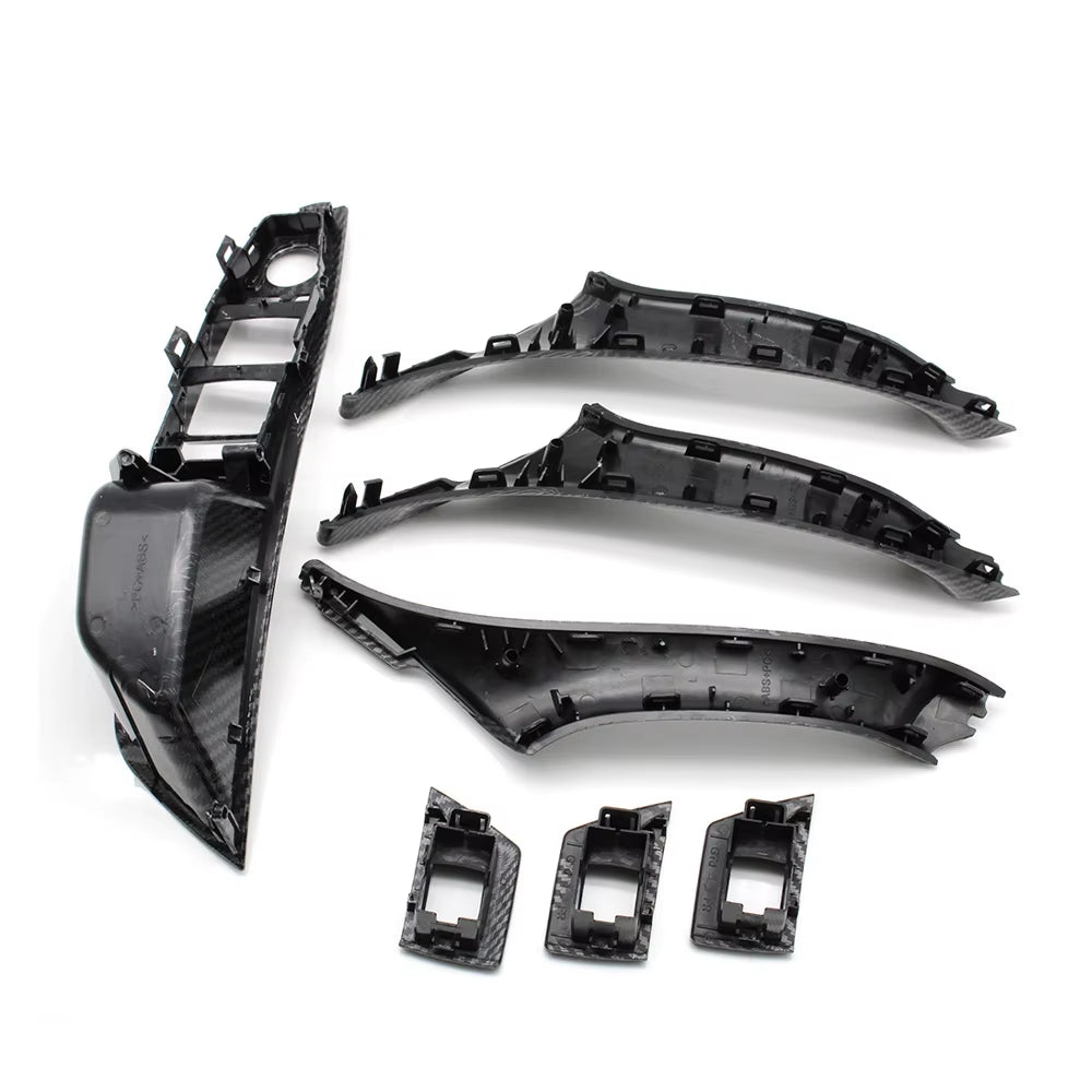 LHD RHD Interior Door Carbon Fiber Pull Handle Window Switch Panel Set for BMW 5 Series F10 F11 F18 520i 523i 525i 528i 535i
