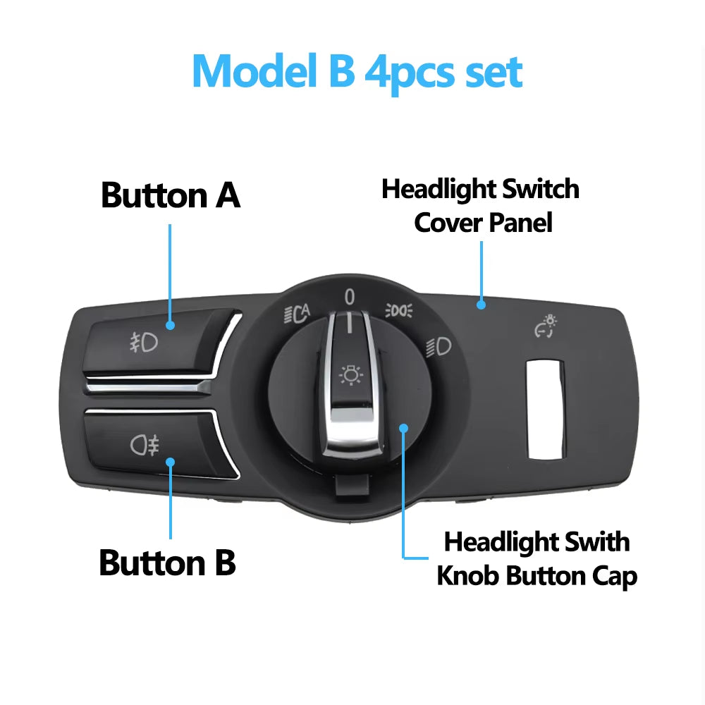 LHD RHD Headlight Lamp Rotary Button Foglight Switch Cover Panel Trim For BMW 5 5GT 6 7 X3 X4 Series F10 F11 F07 F06 F01 F25 F26
