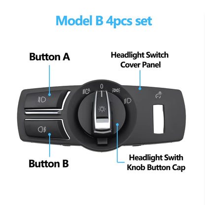 LHD RHD Headlight Lamp Rotary Button Foglight Switch Cover Panel Trim For BMW 5 5GT 6 7 X3 X4 Series F10 F11 F07 F06 F01 F25 F26