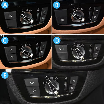 6PCS Set Car HeadLamp Rotary Foglight Button Headlight Switch Cover Panel For BMW 5 6GT Series G30 G31 M5 F90 G32 2017-2022