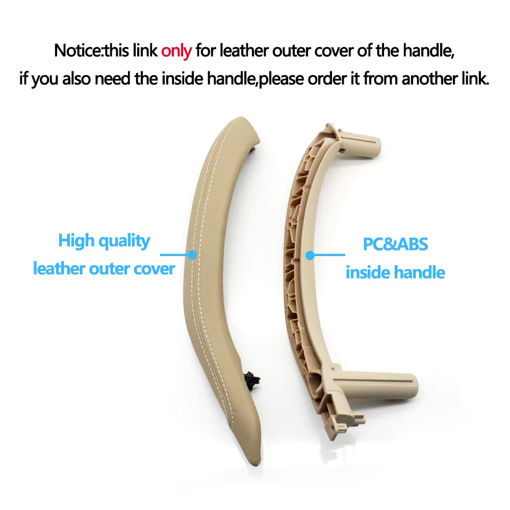 Car Interior Passenger Doors Pull Handle Outer Leather Cover Replacement For BMW X5 X6 F15 F16 2014-2018