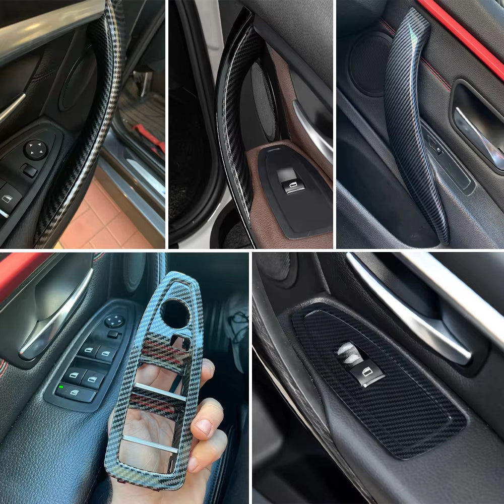 Carbon Fiber Car Door Pull Handle With Handle Outer Cover Trim For BMW 3 4 Series M3 M4 F30 F34 F36 F32 F33 F80 F82 F83