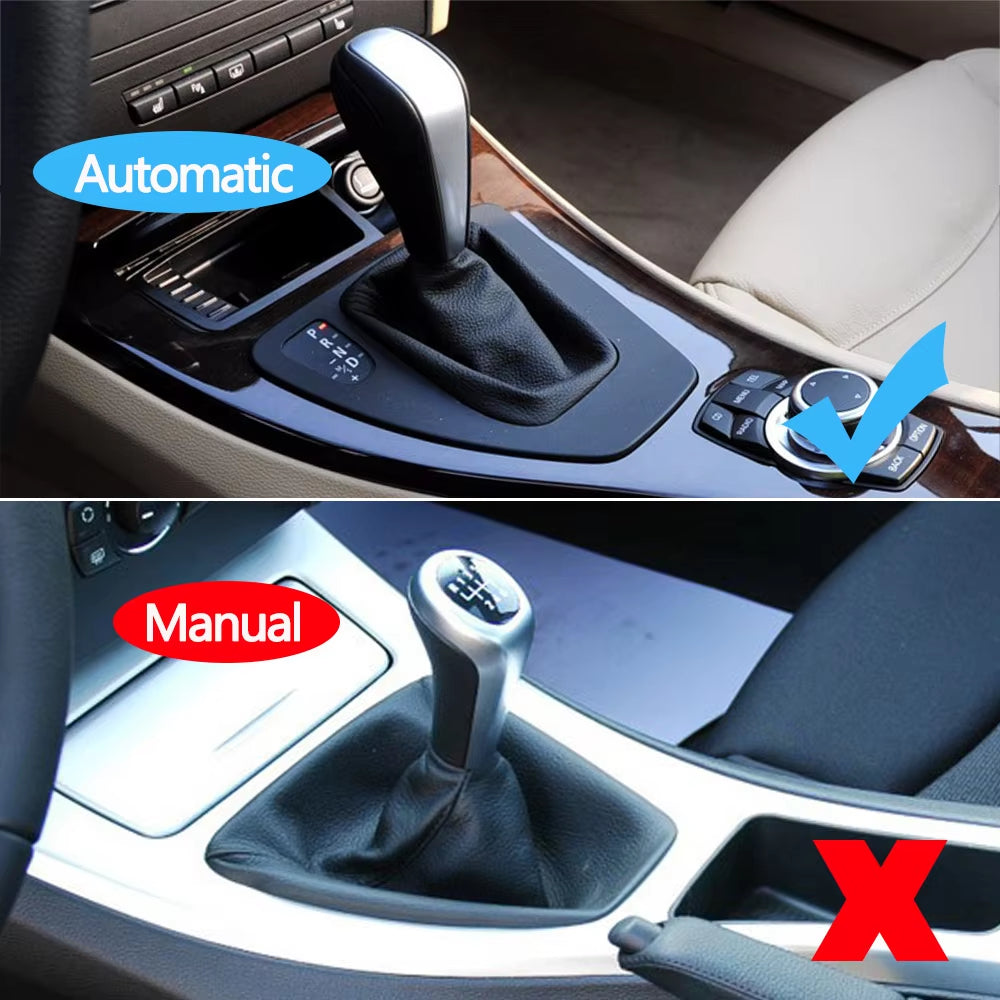 Automatic Car Leather Gear Shift Knob Lever Gaitor Boot Cover Frame For BMW 3 Series E90 E91 E92 E93 2005-2011 25167592028