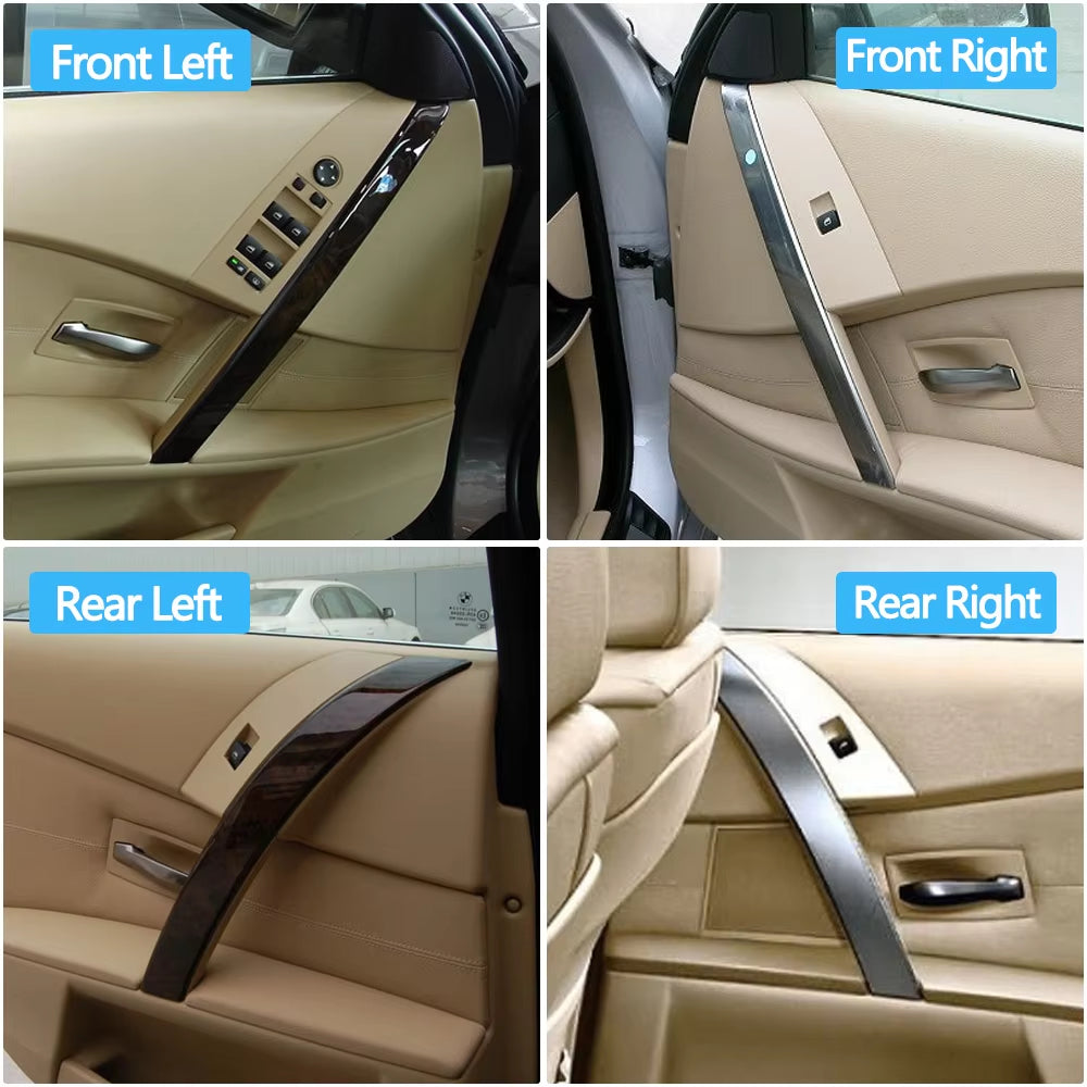 2/4PCS Car Interior Front Rear Door Left Right Grip Handle Trim Cover For BMW 5 Series M5 E60 E61 2004 2005 2006
